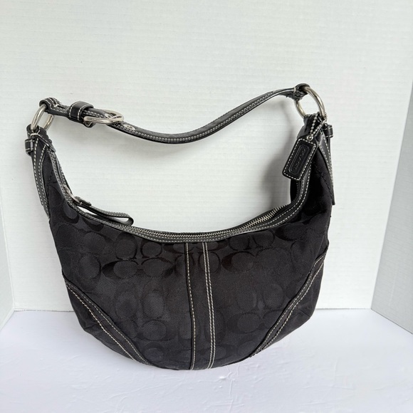 Coach Soho Signature Jacquard Half-Moon Hobo Bag Black (Style 10074)